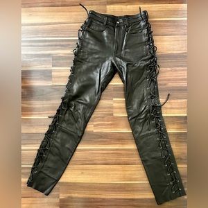 Leather biker pants